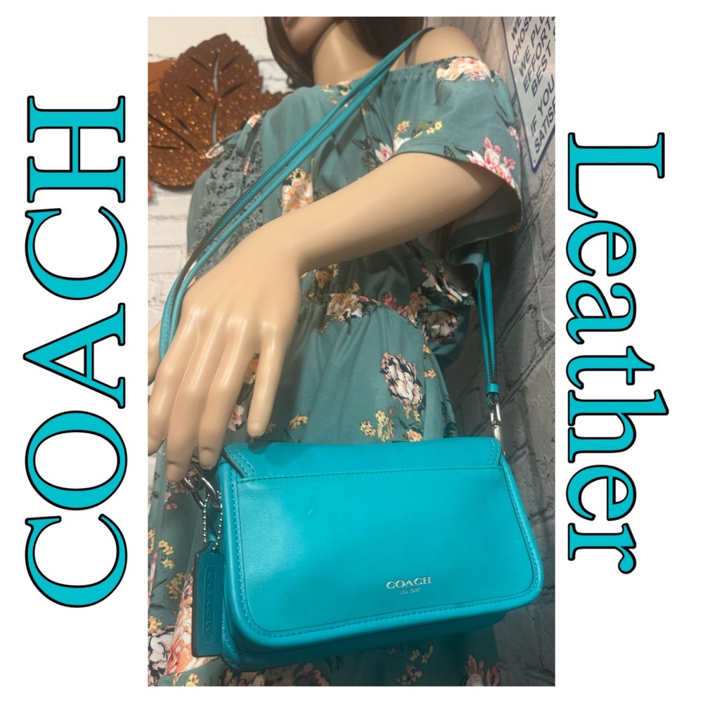 On HOLD for Kristenmccoy858 Coach Teal Leather Crossbody Clean